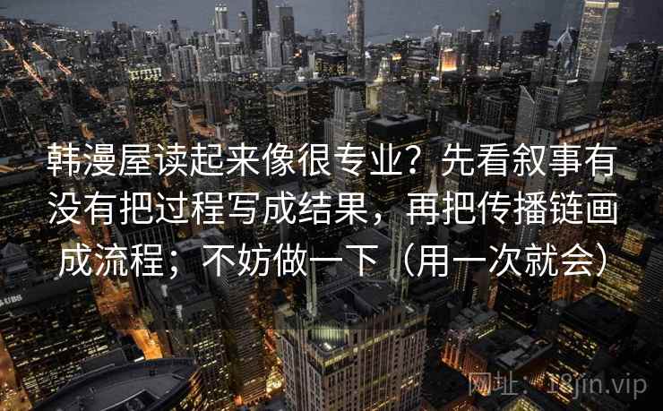 韩漫屋读起来像很专业？先看叙事有没有把过程写成结果，再把传播链画成流程；不妨做一下（用一次就会）